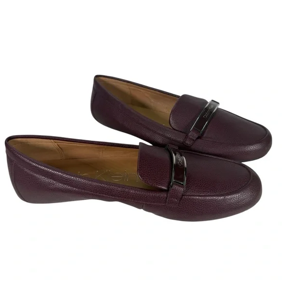Calvin Klein Lira Loafer Women's Shoes Burgundy Size 9 Good Used Condition - Picture 2 of 11